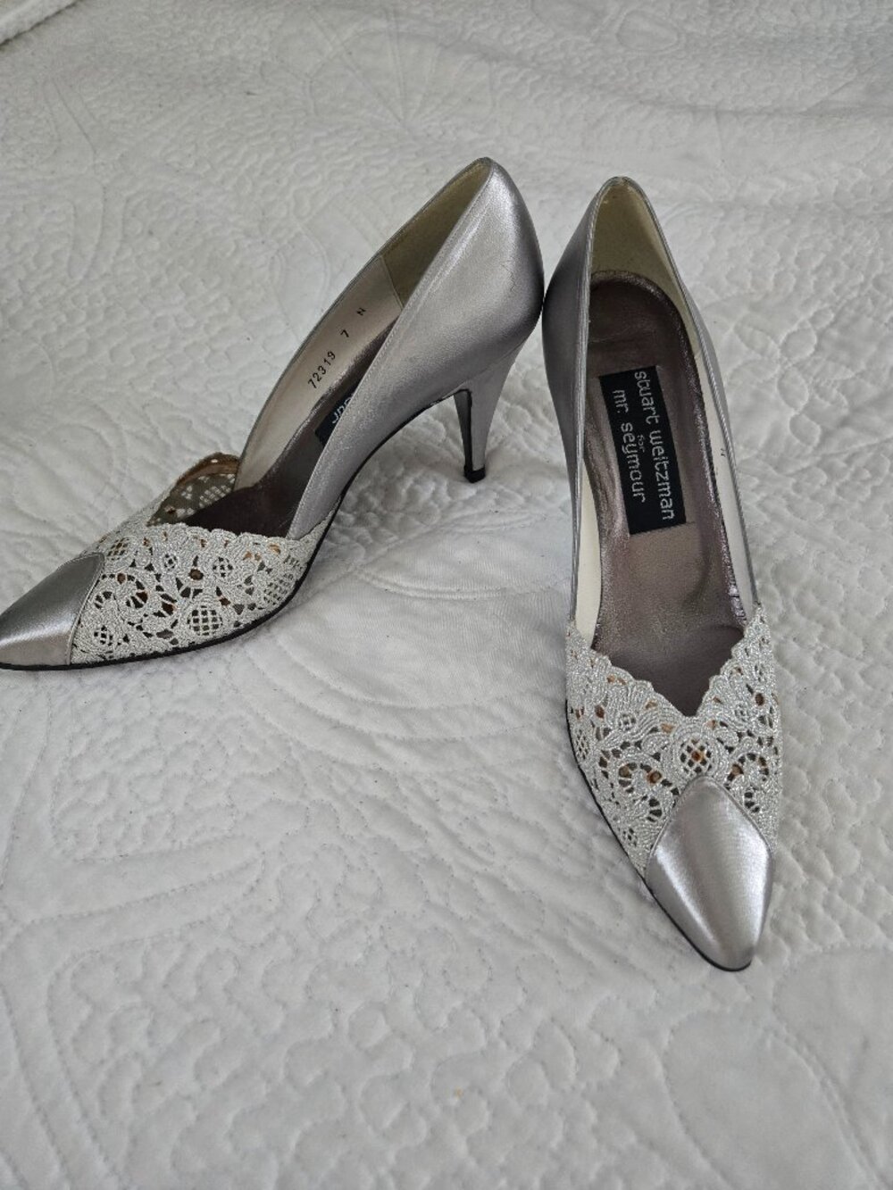 Silver, Stuart Weitzman for Mr. Seymour special Occasion, Size 7 N